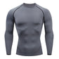 Gray tight-fit long sleeve training shirt with raglan sleeves, option photo for size M