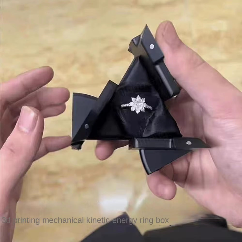 New Rotating Kinetic Energy Ring Box Cool Portable Mechanical Deformation Jewelry Box Cube Boxes Jewelry Storage Box