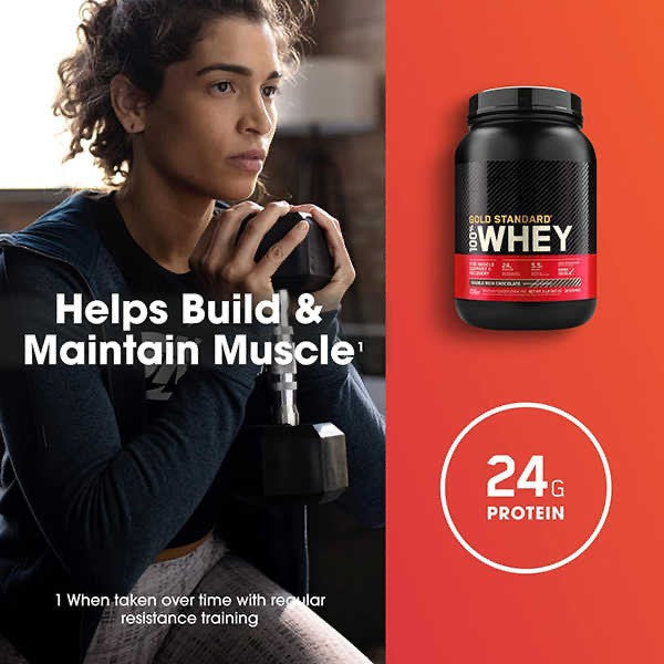 Close up of the fine whey protein powder texture inside the tub