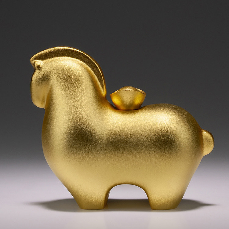 Gold Plated Brass Horse Desktop Decoration