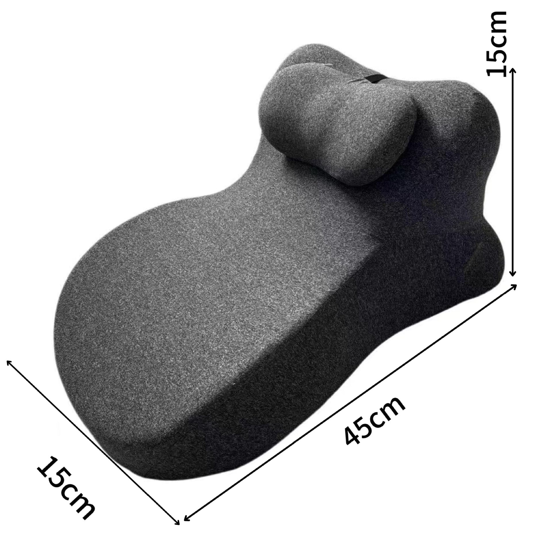Dimension panel for the back cushion, 45 cm long by 15 cm deep by 15 cm high