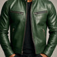 Men's stand-up collar slim-fit punk motorcycle jacket coat