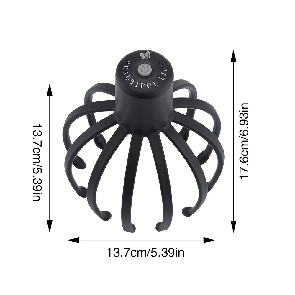 Scalp massager gliding along the temples during a slow pass