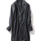 Dark grey single-breasted coat laid flat showing the notch lapel and three buttons, size XL option