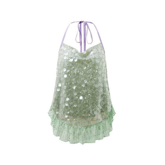 Sequin Fishtail Halter Neck Dress