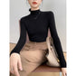 Winter and autumn black style semi-high-neck knitted women's top