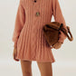 Orange cable knit mini sweater dress with long full sleeves, Orange option, size XL