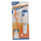 Pet brushing set blister pack with orange dual head brush and paste tube