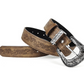 Retro Floral Embossed Belt | vintage brown finish color reference
