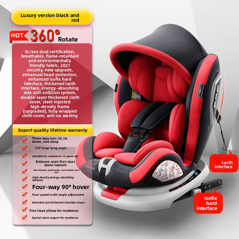 Child car seat shown beside its ISOFIX base and connector hardware