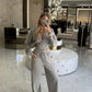 Casual Zipper Hooded Sweatshirt and Trousers Set