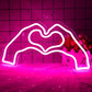 LED neon wall light sign, lit above a bed