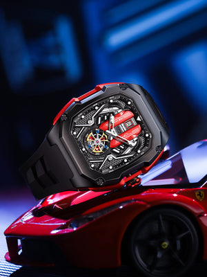 Quartz wristwatch side profile showing slim case and band