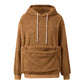 Amber option, size XXL: plush fleece hooded sweatshirt with white drawstrings and large front pocket