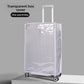 Transparent PVC luggage cover shielding a suitcase from dust, scuffs and light rain