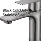 Gunmetal gray single lever faucet, option image labeled Black ColdOnly StainlessSteel