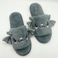 Bat Design Plush Slippers | side profile detail close up
