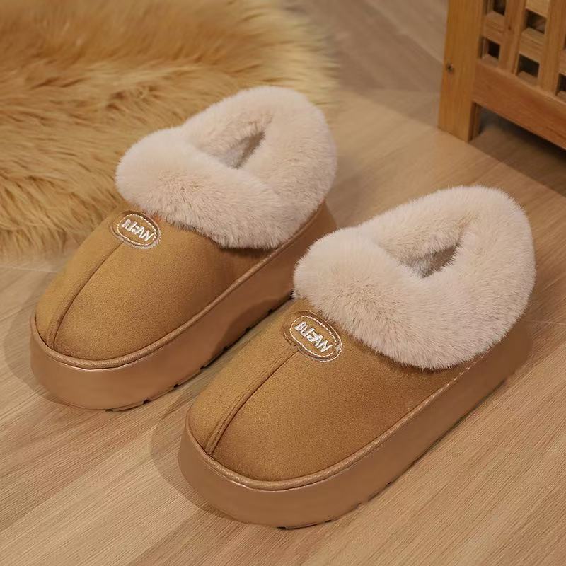 Winter warm slipper with rounded toe, padded footbed and thick foam outsole