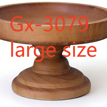 Gx-3079 large wooden pedestal stand with a shallow dish top in natural wood