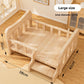Large solid wood pet bed with step, inner size 55 x 35 cm, outer 58 x 42 x 30 cm