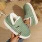 Fur lined bootie slipper on a chunky nonslip EVA platform sole for indoor wear