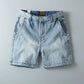 Men's vintage washed straight denim shorts