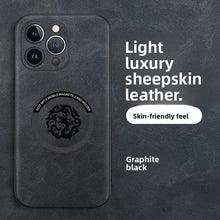 Sheepskin Leather Dragon iPhone Case with Magnetic Ring