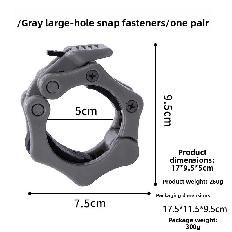 Gray large hole barbell collar with a lever, 5 cm bore, 7.5 by 9.5 cm, 260 g size chart