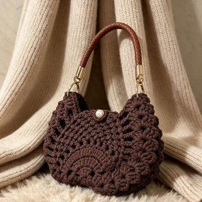 Handwoven Wool Fish Pattern Shoulder Bag