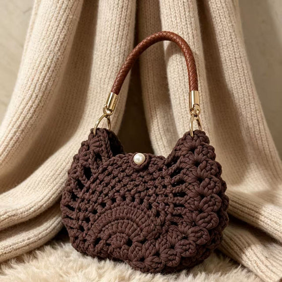 Handwoven Wool Fish Pattern Shoulder Bag