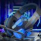 Gamer wearing the over-ear gaming headset during a PC play session