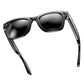 Smart glasses shown with sunglasses-tinted lenses for bright outdoor light