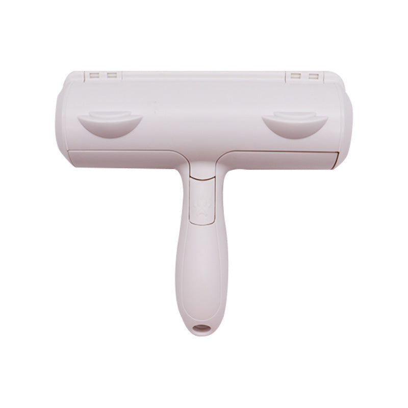 Option White: pet hair roller with a white head and a white handle with two thumb grooves on a white background