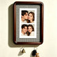 Option A4 Hook Style 9: dark wood wall photo frame with black and white gingham backing and two key hooks