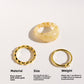 Cream White Gold Foil Painted Resin Ring