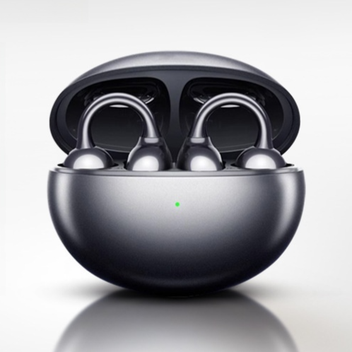 Open ear clip earbud worn over the ear leaving the ear canal free