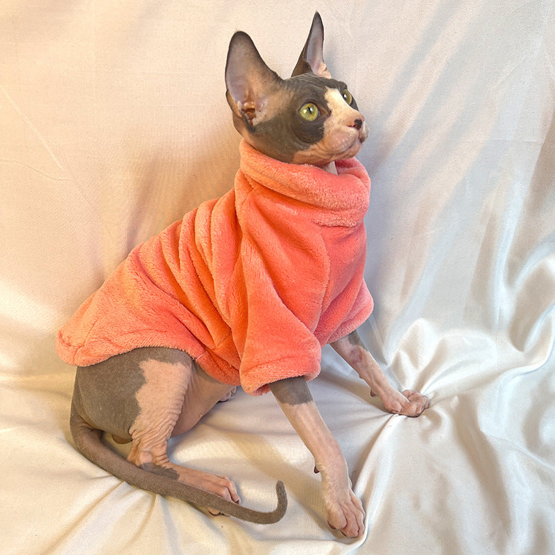 Warm mink velvet cat sweater with short sleeves that cover the front legs