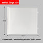 White roll up pet gate 130 cm wide and 78 cm high, with three adhesive locators and three hooks