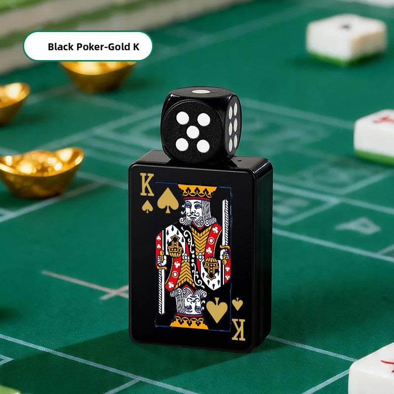 White mahjong tile design electric lighter with a rotating dice on top
