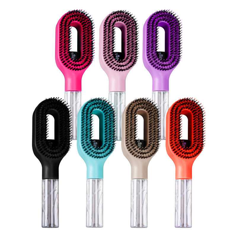 Clear refillable handle of the hair spray comb showing the water level inside