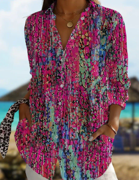 Long Sleeve Floral Print Shirt | in use scenario daily moment