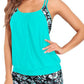 Women Two Piece Swimsuit Vest Style | side profile detail close up