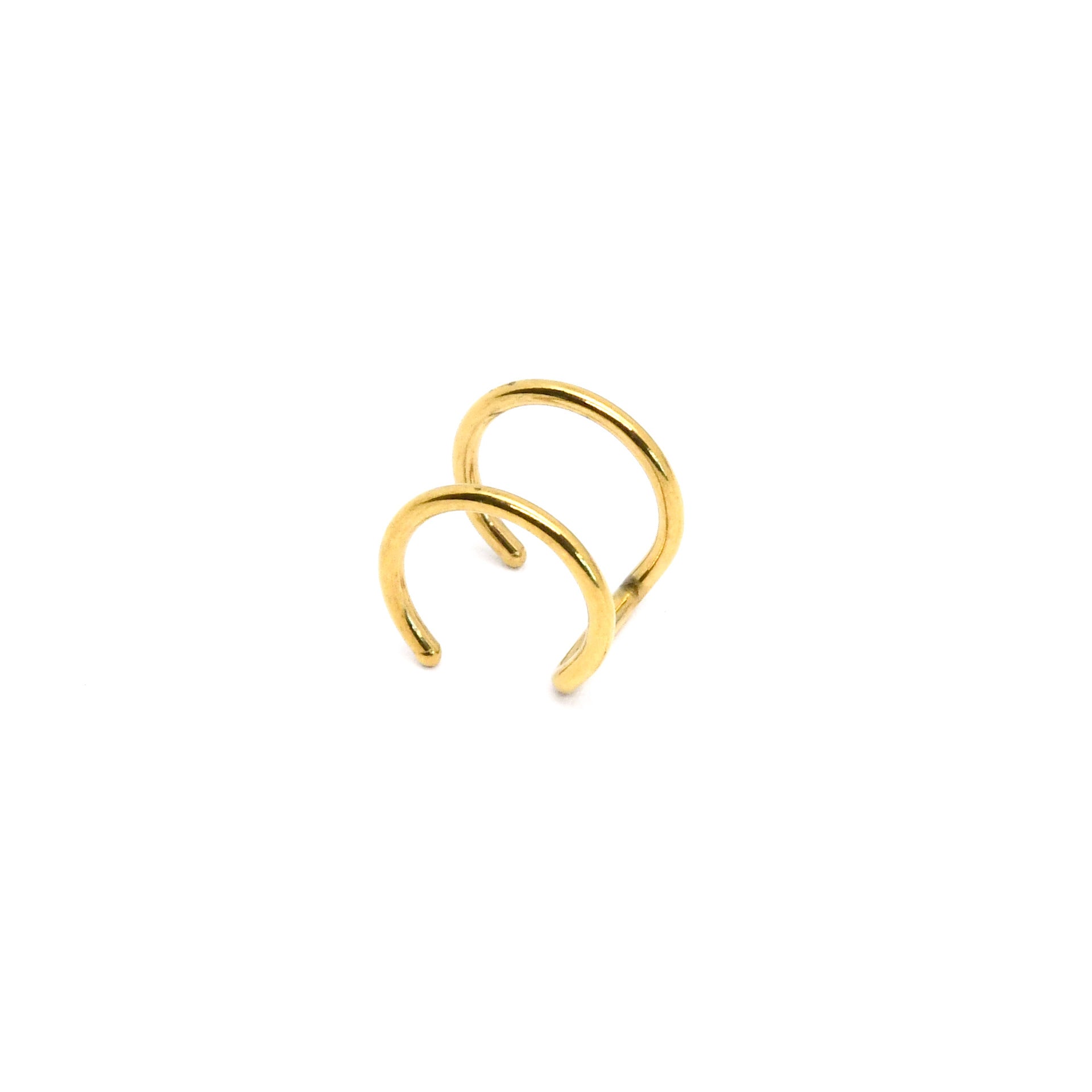 Rose gold ear cuffs set with single zircon detail on double line band