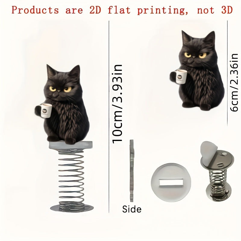 Specification image noting flat 2D acrylic print about 10 cm tall with a coil spring base and disc