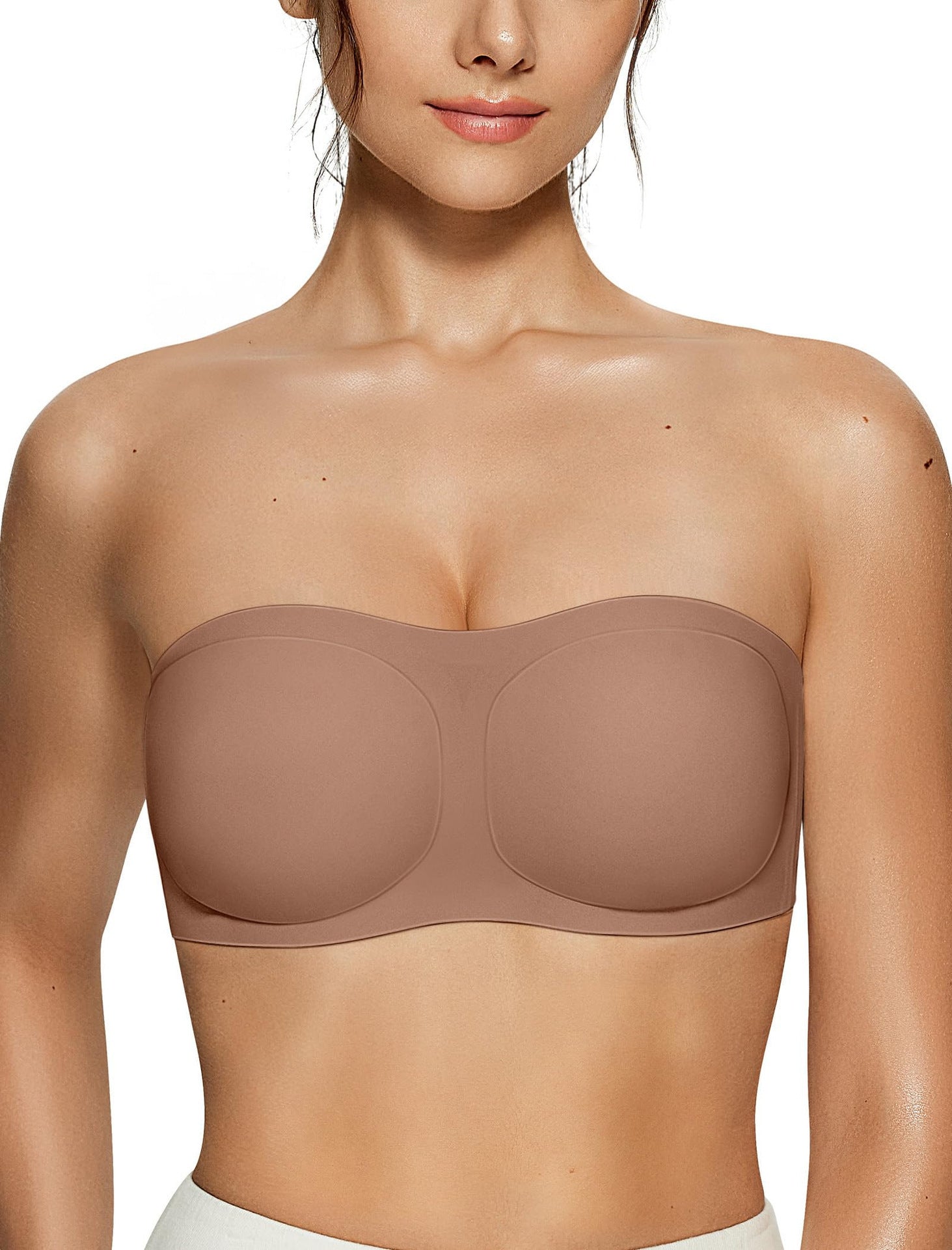 Strapless Seamless Push Up Bra | styled flat lay overhead shot