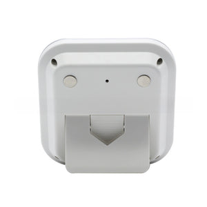 White back of the kitchen timer with two round magnets and a fold-out kickstand extended