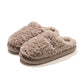 Pair of brown plush slippers with thick EVA sole, EU 42-43 option