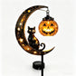 Festive solar stake light shown lighting a garden path from dusk to dawn