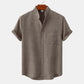 Mens Stand Collar Casual Button Down Short Sleeve Shirt