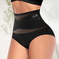 High waisted seamless shaping brief with crossed sheer mesh front panels
